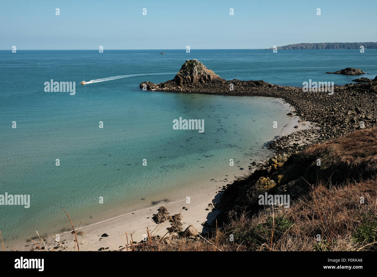 Herm Island liegt vor der Küste von Guernsey Stockfoto