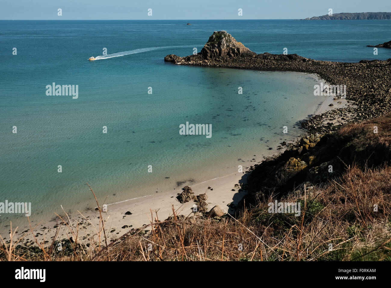 Herm Island liegt vor der Küste von Guernsey Stockfoto