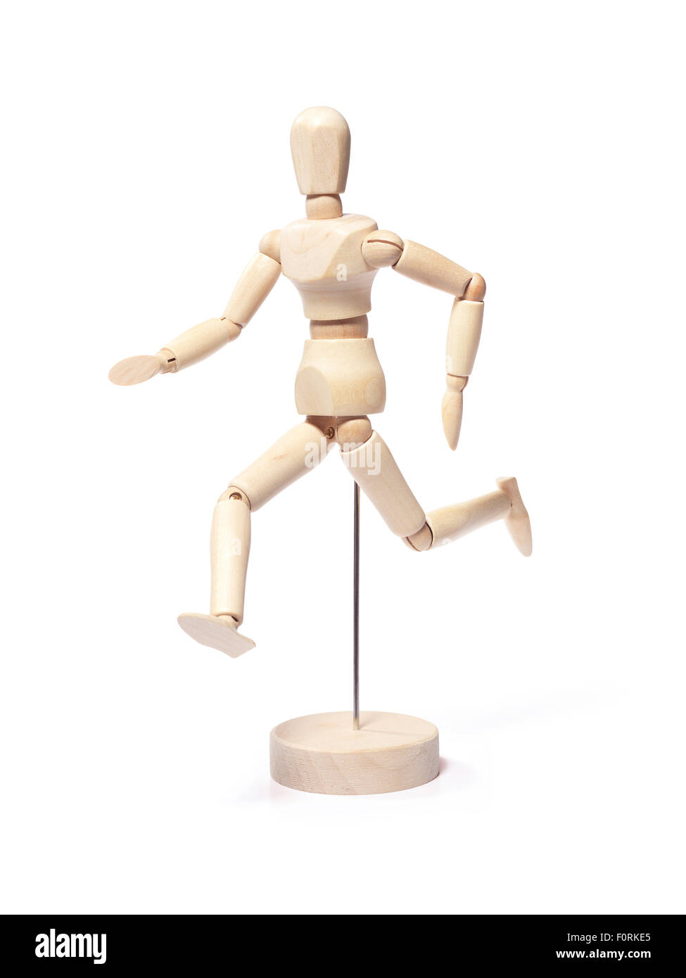 Aufnahme eines Modell-Mannes in einer laufenden Haltung isoliert auf einem weißen Hintergrund mit einem Beschneidungspfad Stockfoto