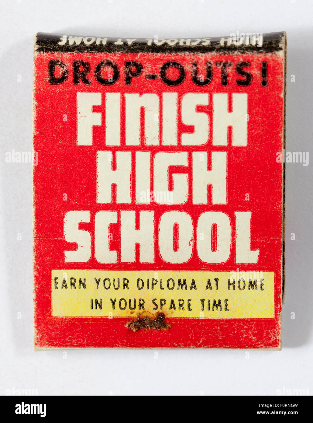 Vintage American Matchbook Werbung Weiterbildung Stockfoto