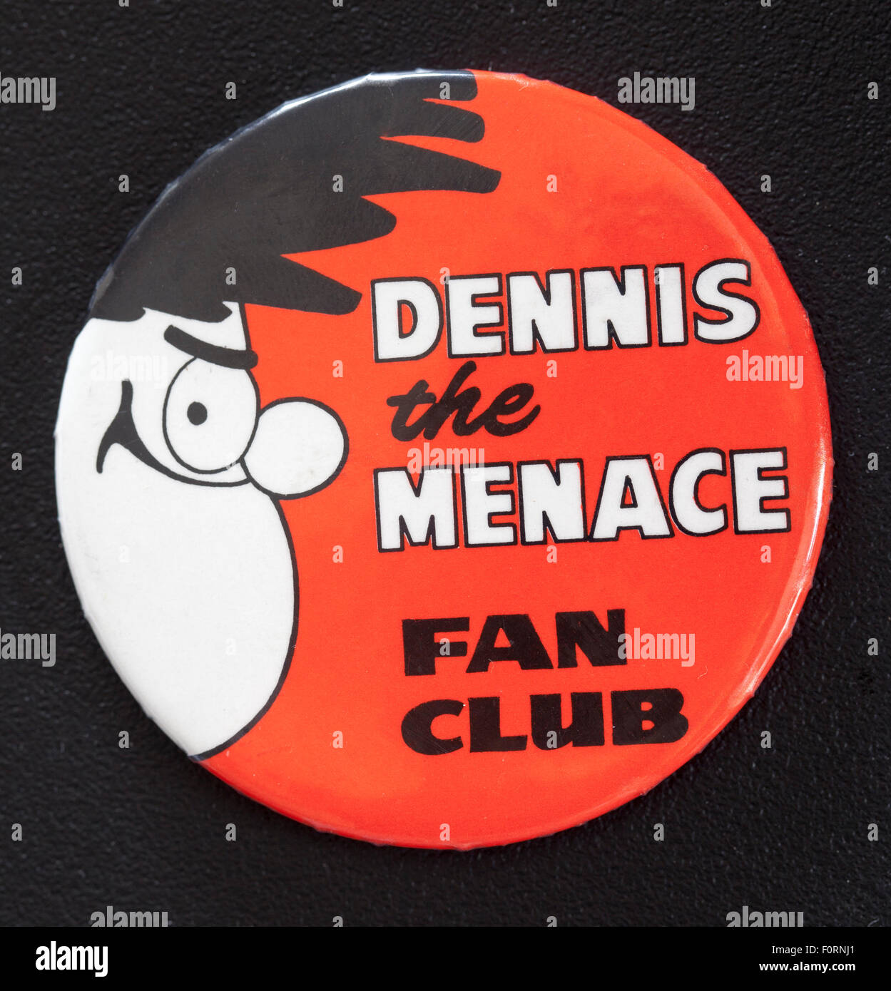 Vintage Dennis Menace-Fan-Club-Abzeichen Stockfoto