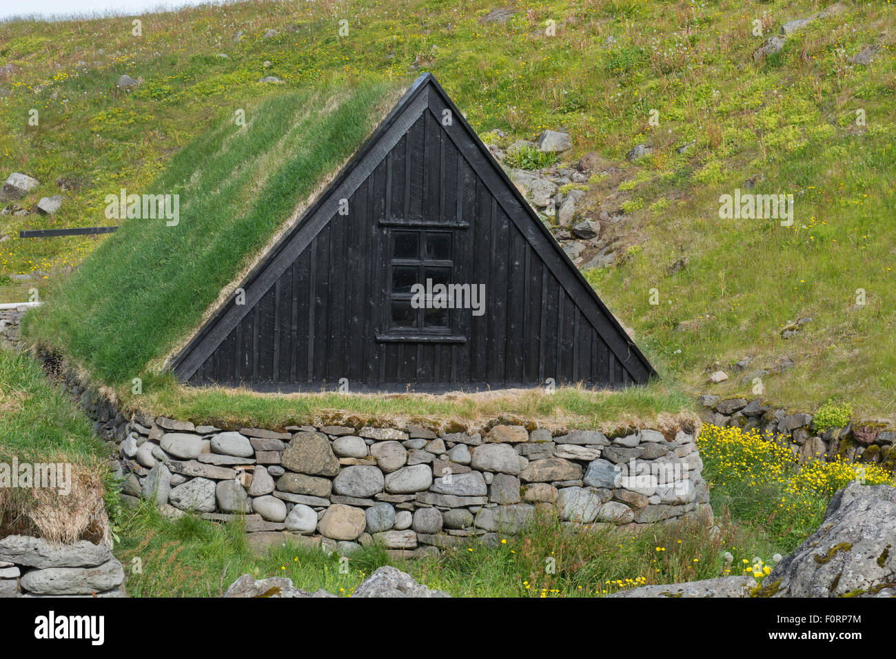 Islands Westfjorde (Westfjorde). Isafjördur, Bolungarvik. Osvor (aka Schifffahrtsmuseum) 19. Jahrhundert Fischer Station. Stockfoto