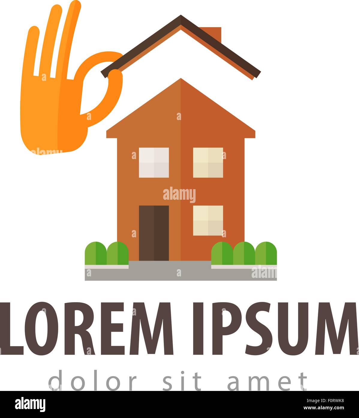 Bauwesen, Vektor-Logo-Design-Vorlage. Villa, Haus, Hütte oder Haus-Symbol Stock Vektor