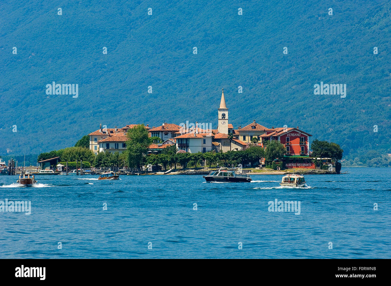 Piemont, Lago Maggiore, Stresa, die Borromäischen Inseln, überlegene Insel der Fischer Stockfoto