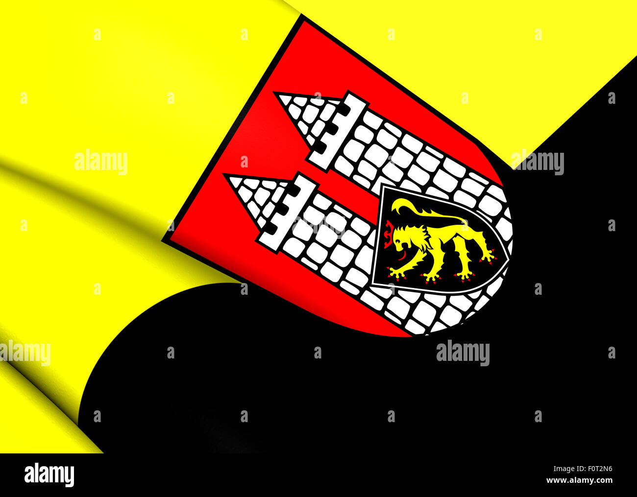 Flagge von Hof, Deutschland. Hautnah. Stockfoto