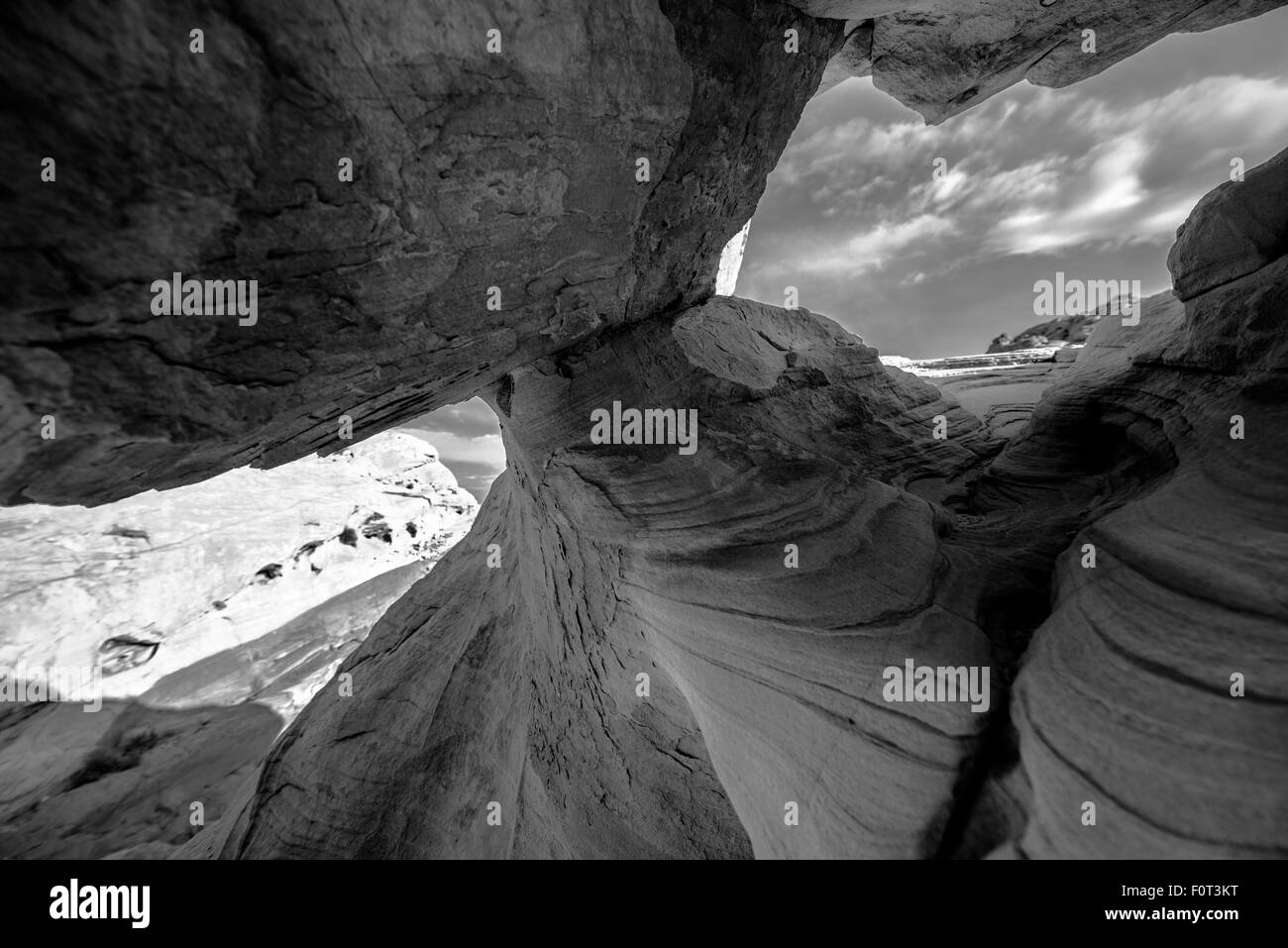 Schwarz und weiß abstrakt Rock Formationen Valley of Fire Overton Nevada, Stockfoto