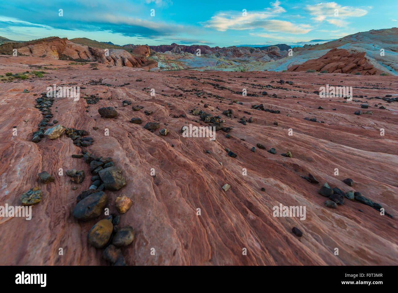 Rote und weiße Felsen Muster der Fire Wave Valley of Fire Nevada Stockfoto