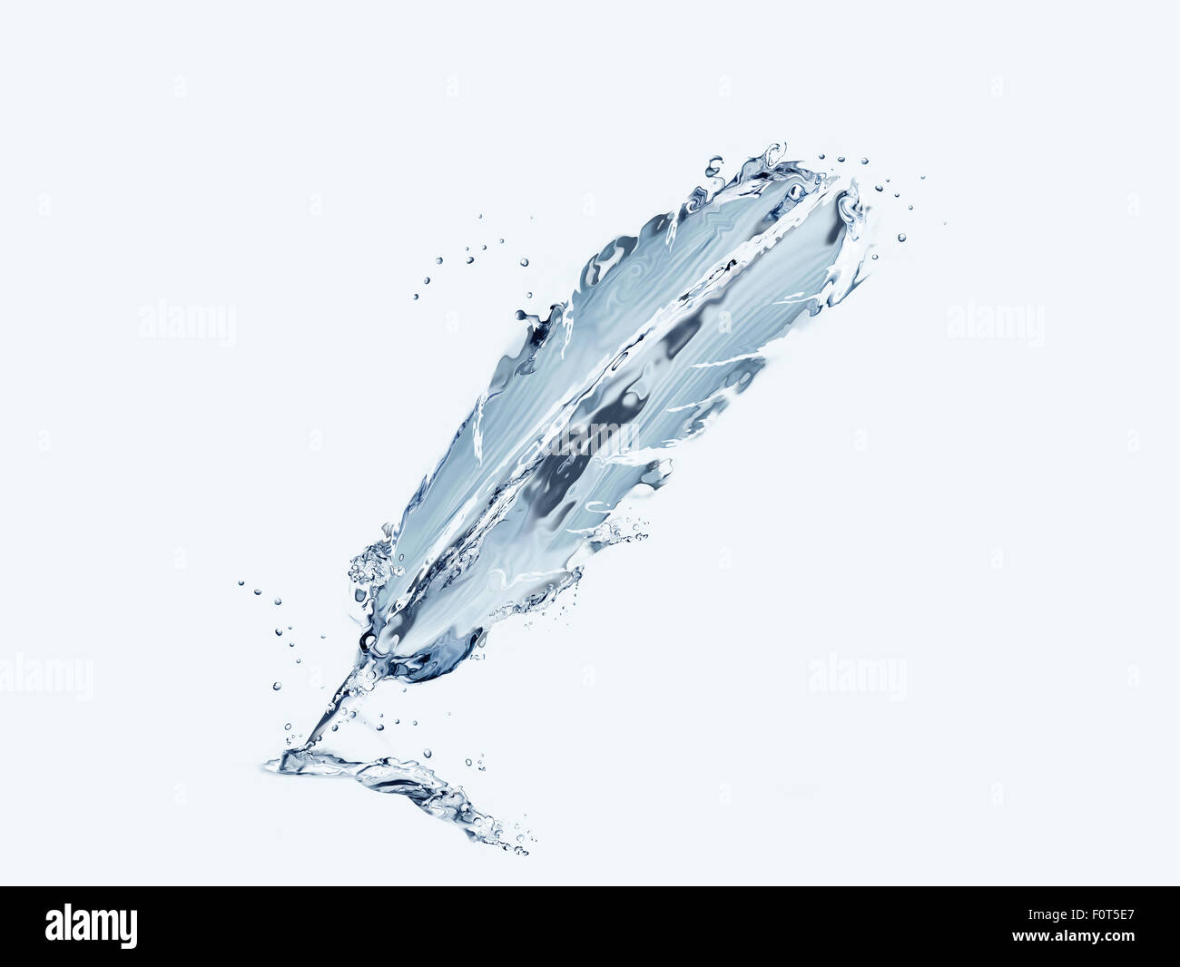 Eine blaue Schrift Feder aus Wasser gemacht. Stockfoto