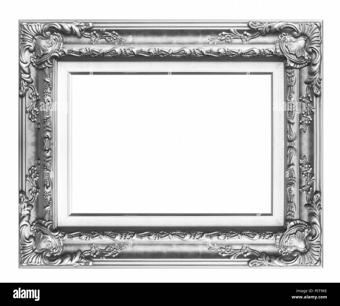 Alte antike schwarze Rahmen isoliert dekorative geschnitzt Holz stehen antike schwarz Frame isoliert auf weißem Hintergrund Stockfoto