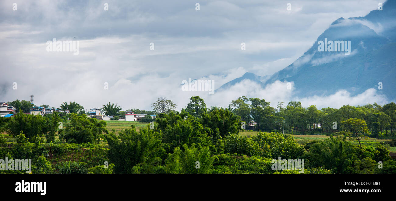 China Yunnan Baoshan Mangkuan Nujiang ländliche Landschaft Stockfoto