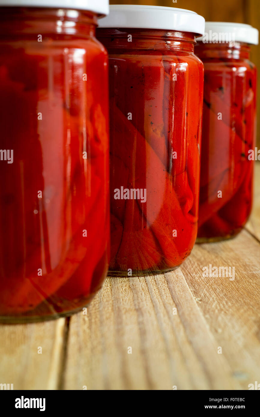 Paprika im Weckglas Stockfoto