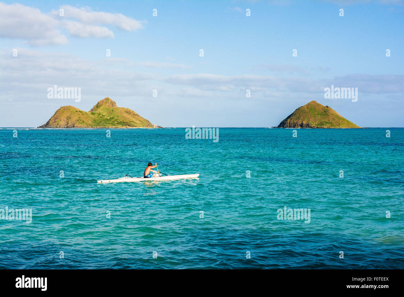Mokulua Inseln, Lanikai Beach, Kailua Bay, Oahu, Hawaii Stockfoto