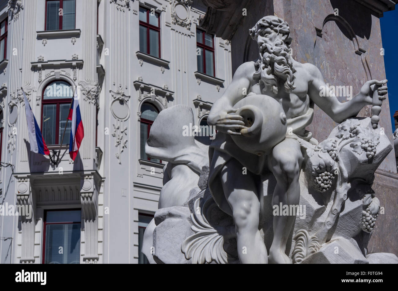 Francesco Robba Brunnen am Stadtplatz in Ljubljana. Stockfoto