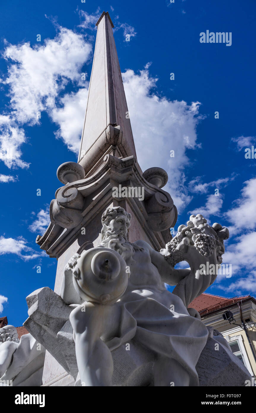 Francesco Robba Brunnen am Stadtplatz in Ljubljana. Stockfoto