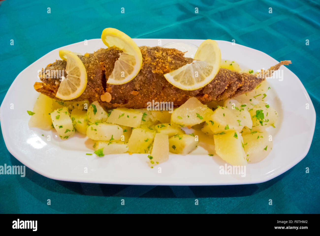 Gebackene Forelle, Revfulop, Plattensee, Ungarn, Europa Stockfoto