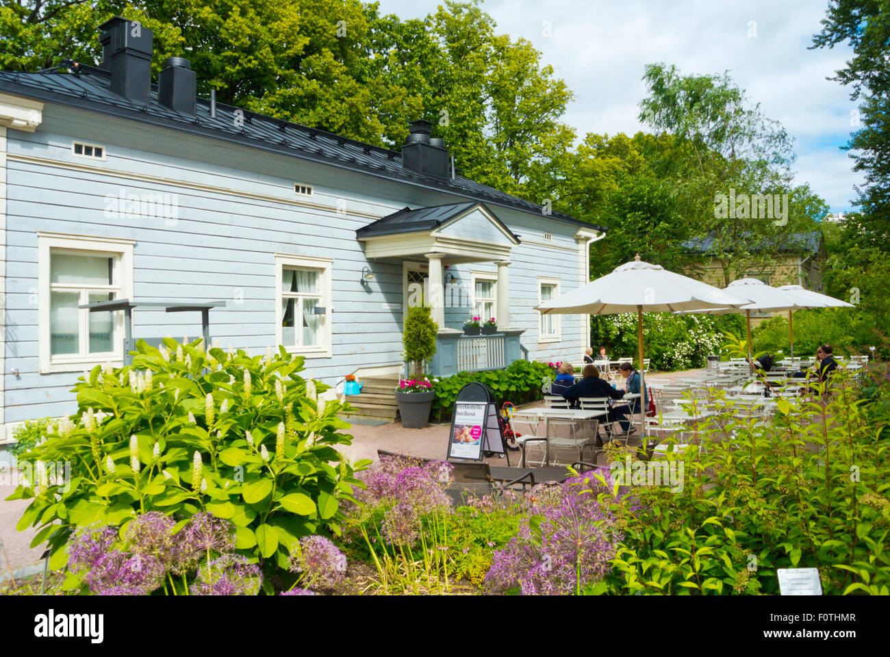 Café-Restaurant, Botanischer Garten, Kasvitieteellinen puutarha, Kaisaniemen puisto, Kaisaniemi Park, Helsinki, Finnland Stockfoto