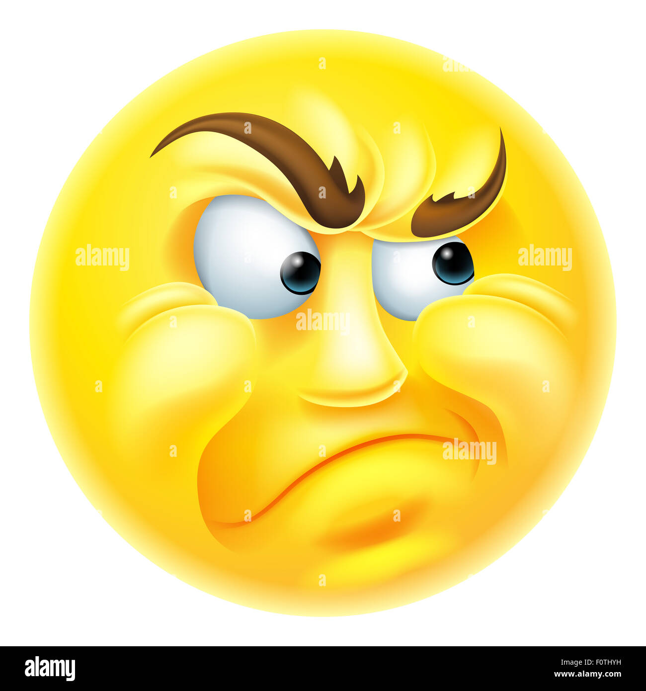 Wütend oder eifersüchtig aussehende Emoticon-Emoji-Zeichen Stockfoto