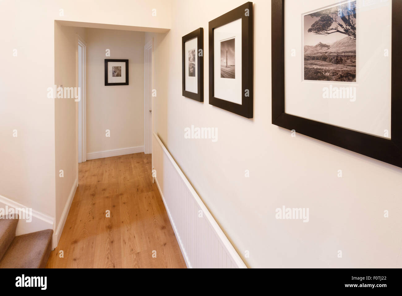 Holzboden und neutralen Wänden in einer modernen Wohnung Stockfoto