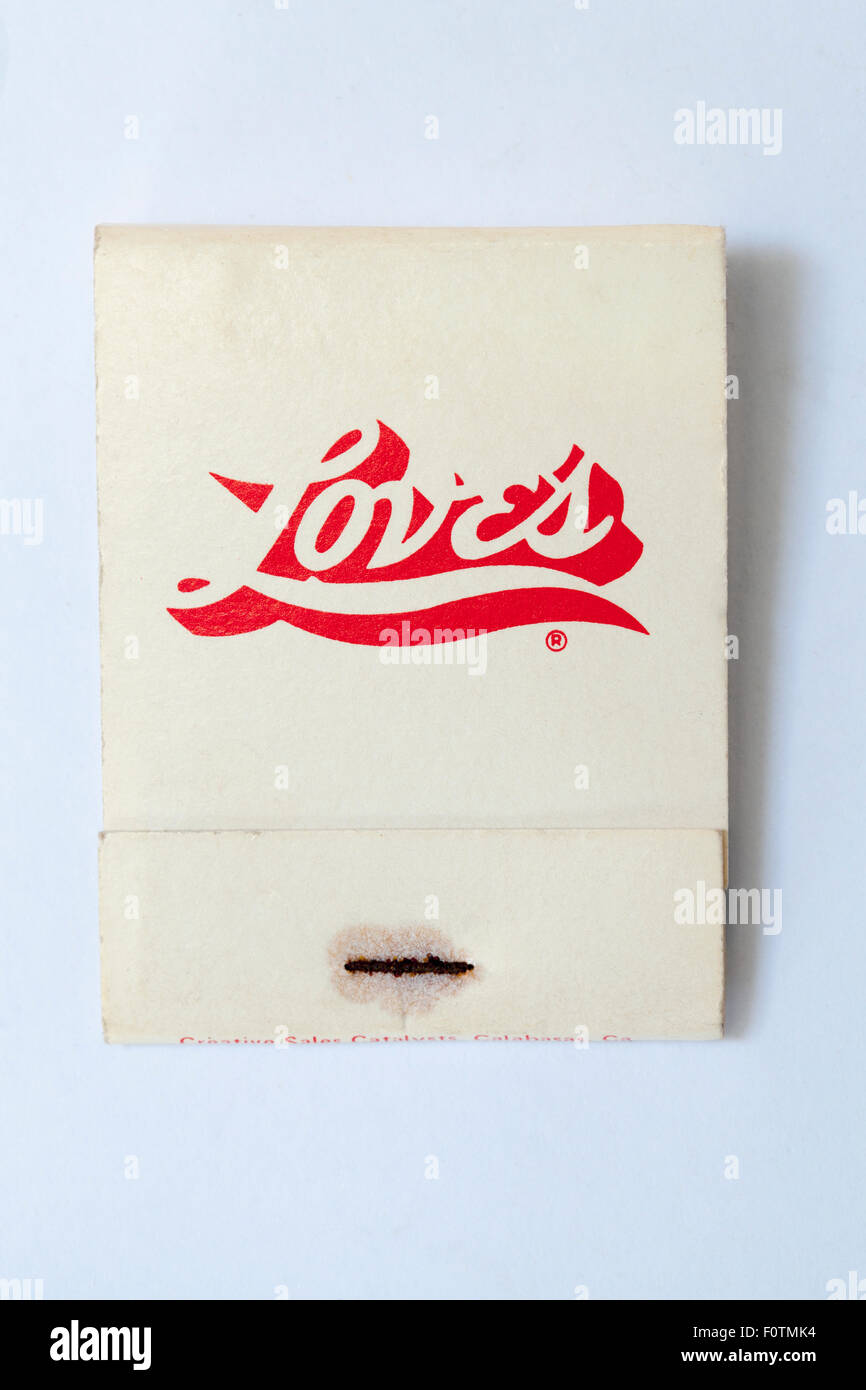 Vintage American Matchbook Werbung Liebe Cafe Restaurant Stockfoto