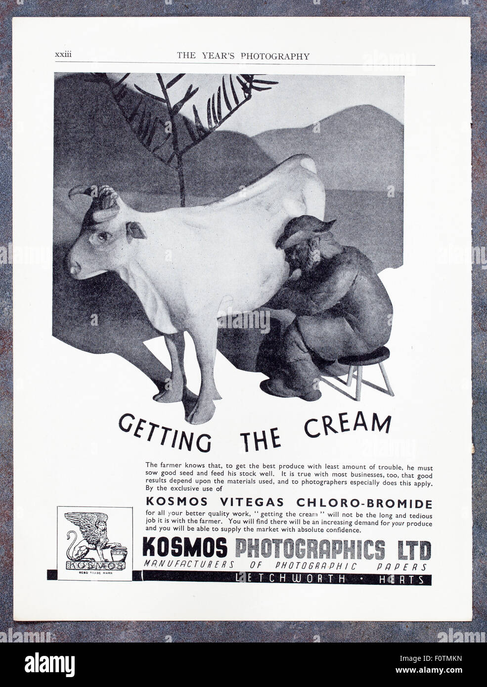 Werbung für Fotopapiere in 1930er Jahren fotografischer Magazin Stockfoto