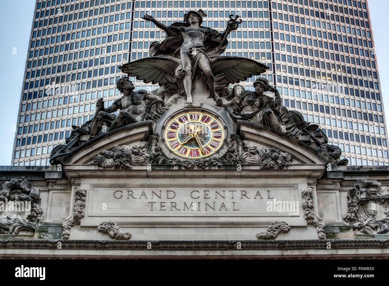 Ein Blick nach Norden zum Grand Central Terminal (GCT) Fassade. Stockfoto