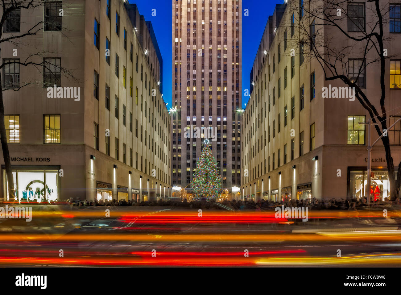 Der Weihnachtsbaum Rockefeller Center in New York City. Stockfoto