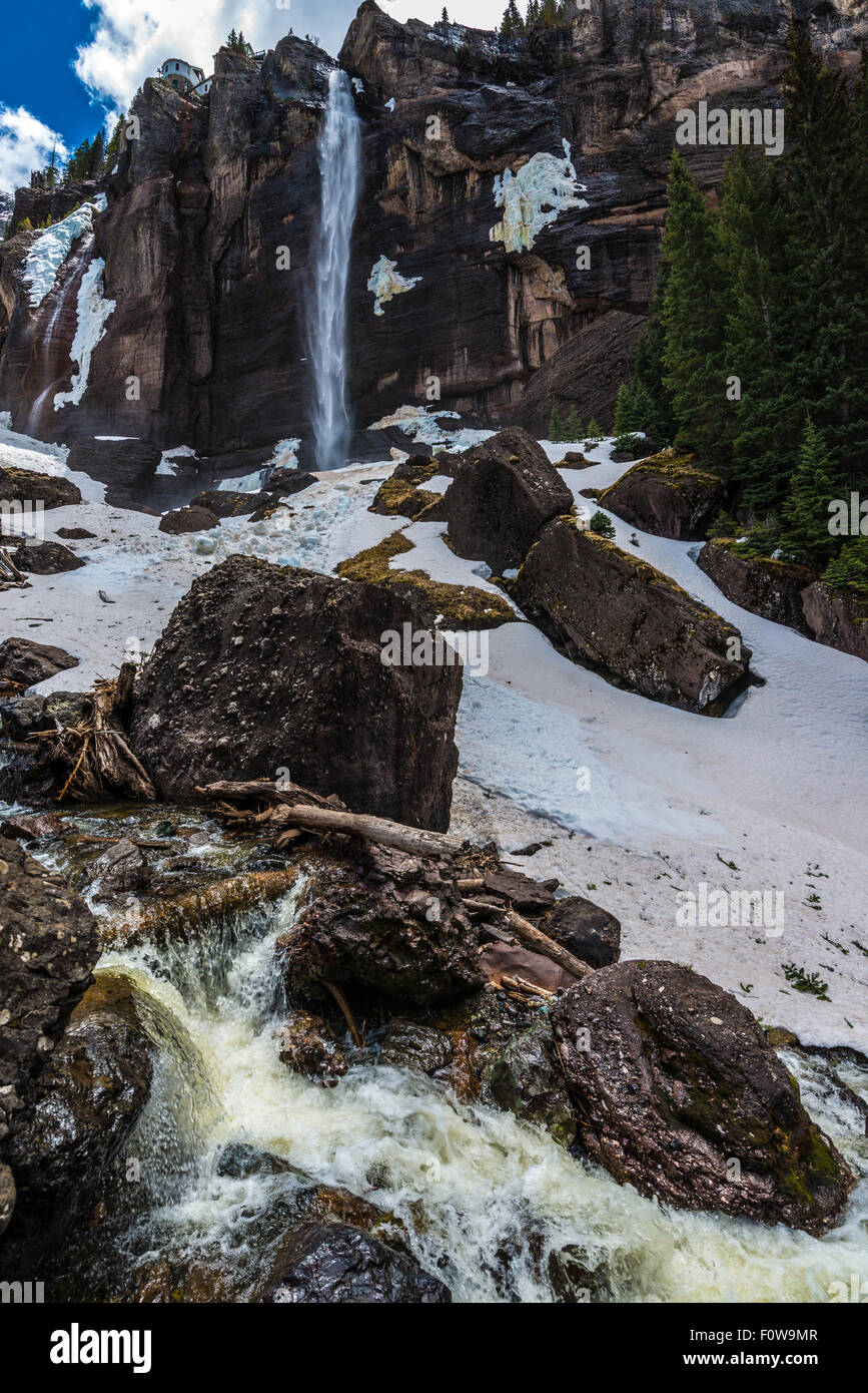 Bridal Veil Falls Frühling in Telluride, Colorado Stockfoto