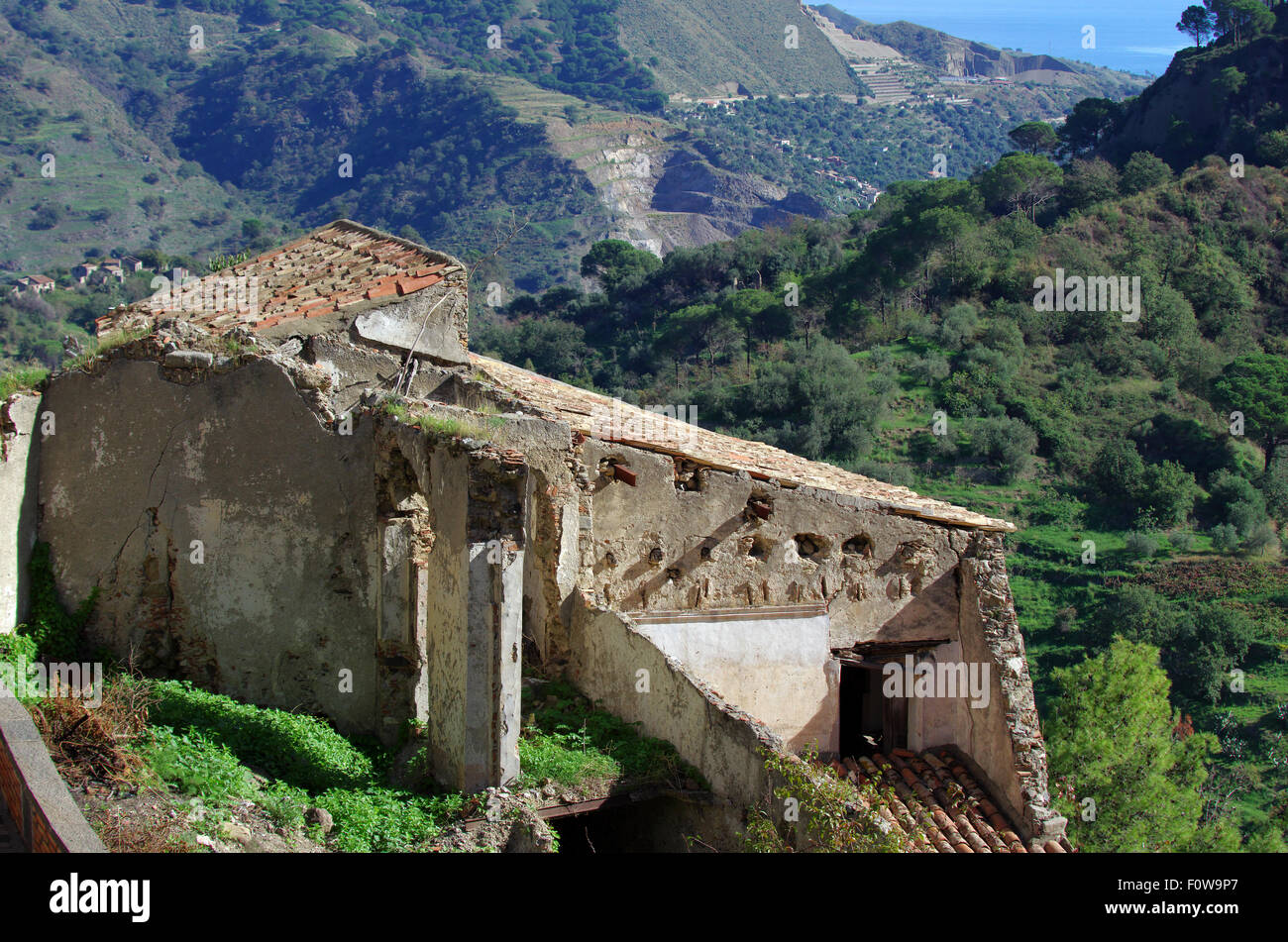 Sizilianisches Dorf in Sizilien, antike, mediterran, Weg von der Pate Stockfoto