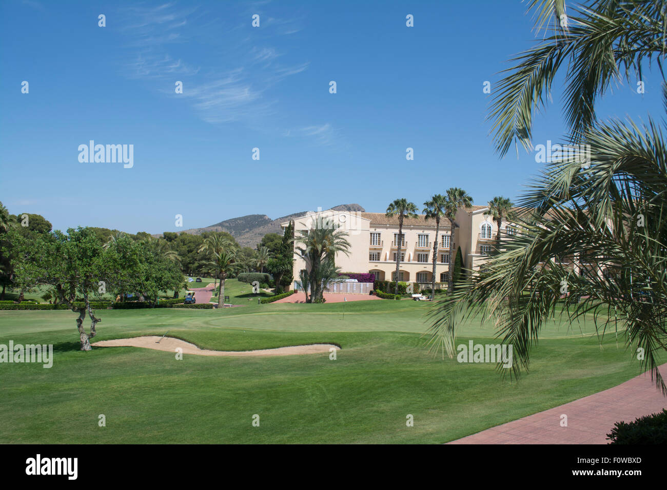 Das 18. Grün auf North Course, La Manga Club, La Manga, Murcia, Südspanien Ost, Europa Stockfoto