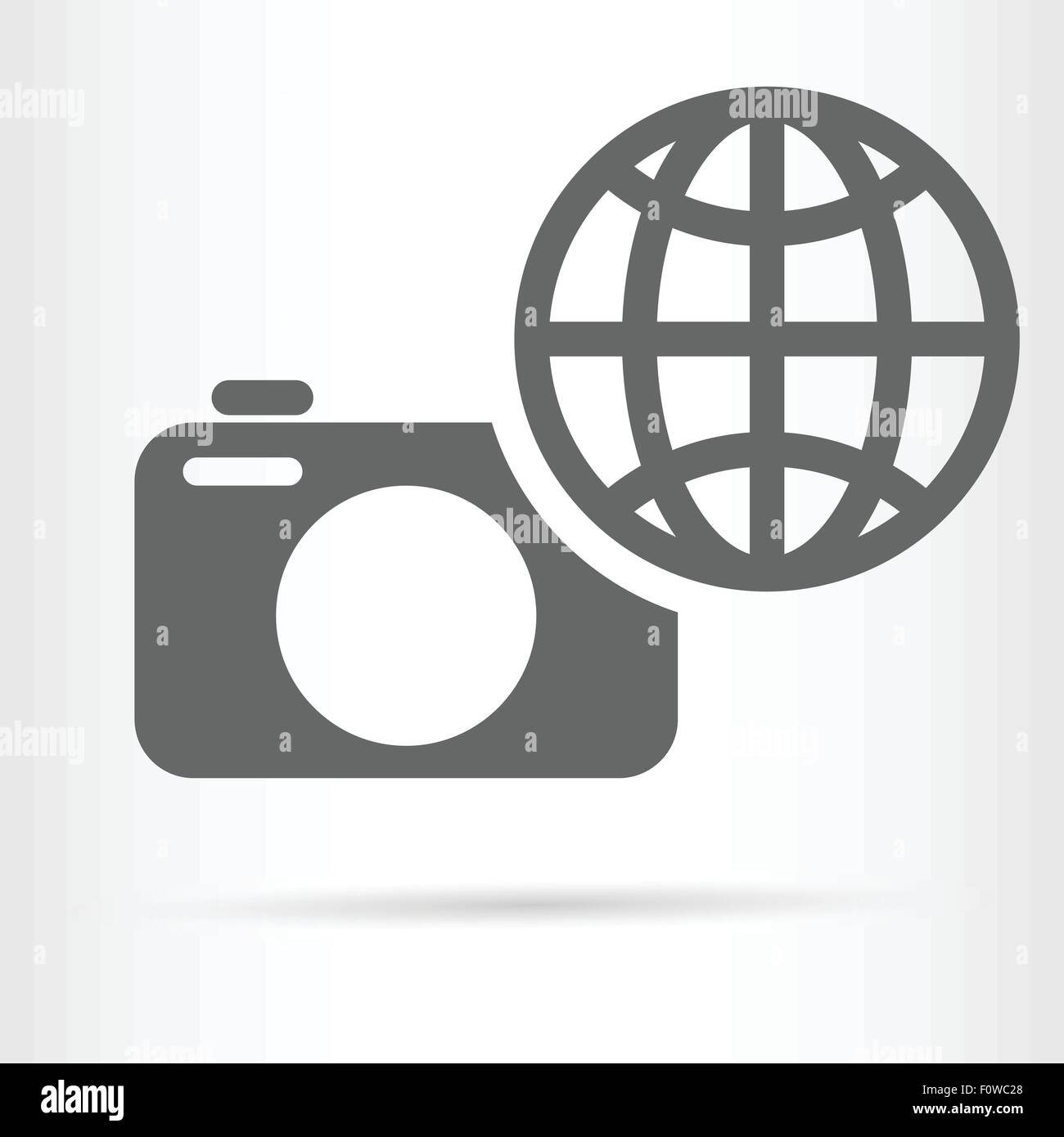 Digitalkamera-Earth-Symbol-Symbol Reisen Fotografie-Konzept-Vektor-illustration Stock Vektor