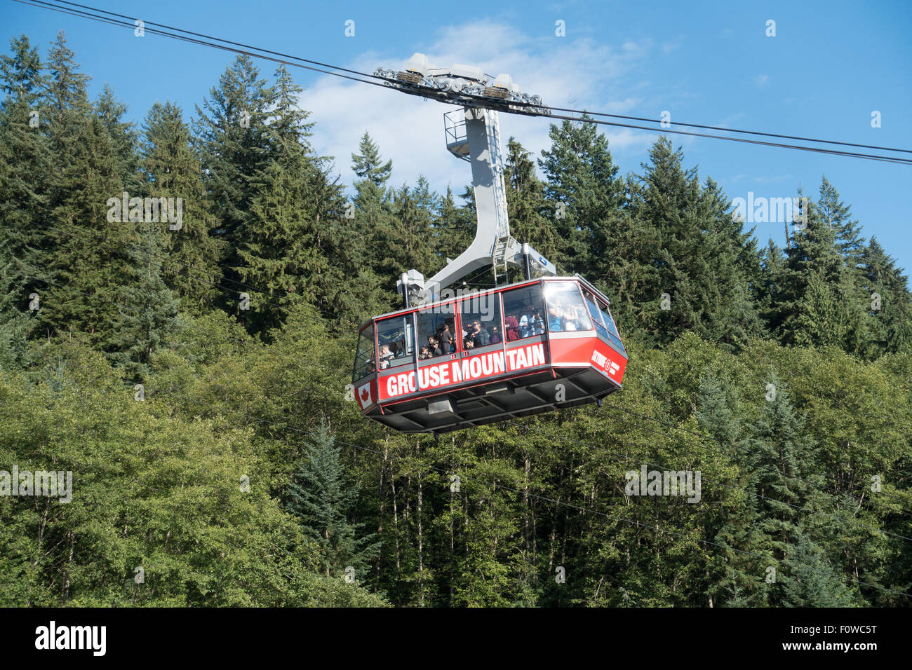 Grouse Mountain Seilbahn Gondel Stockfoto