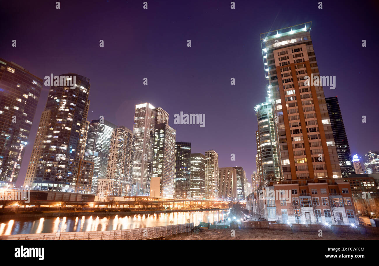 Am Abend im Beton-Dschungel, die Chicago Stockfoto