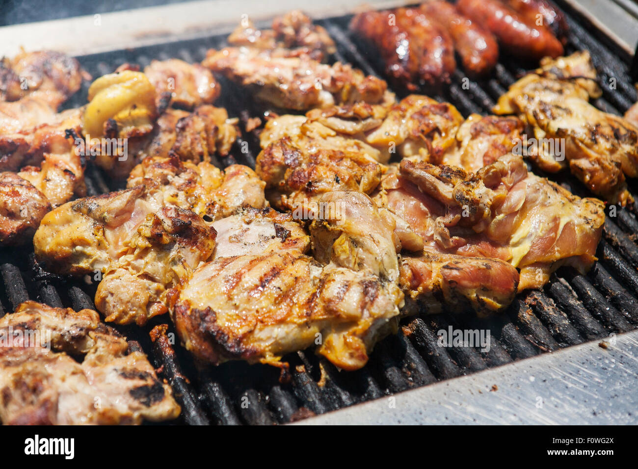 Suppen, gegrilltes Hähnchen Stockfoto