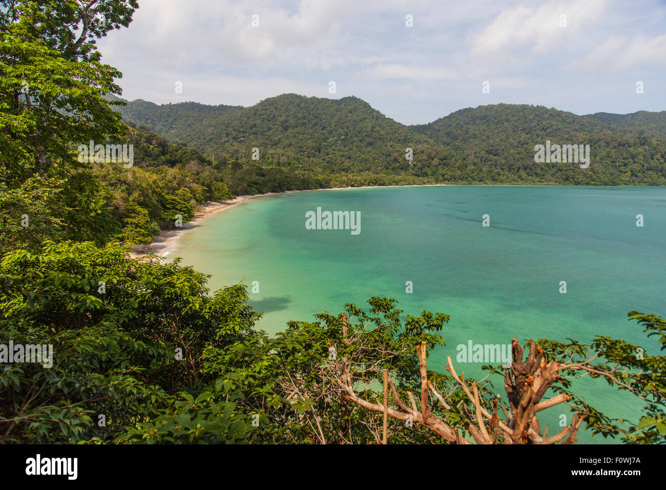 Blick auf die Andamanensee und Datai Bay, Langkawi, Malaysia Stockfoto