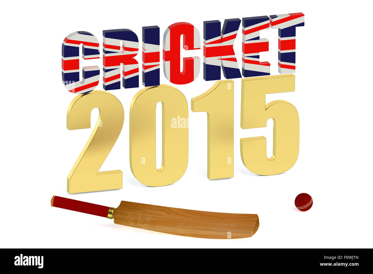 Great Britain 2015 Cricket Konzept isoliert auf weißem Hintergrund Stockfoto