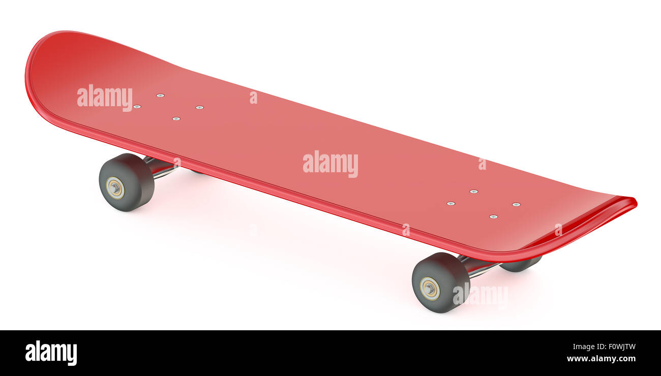 roten Skateboard isoliert auf weißem Hintergrund Stockfoto