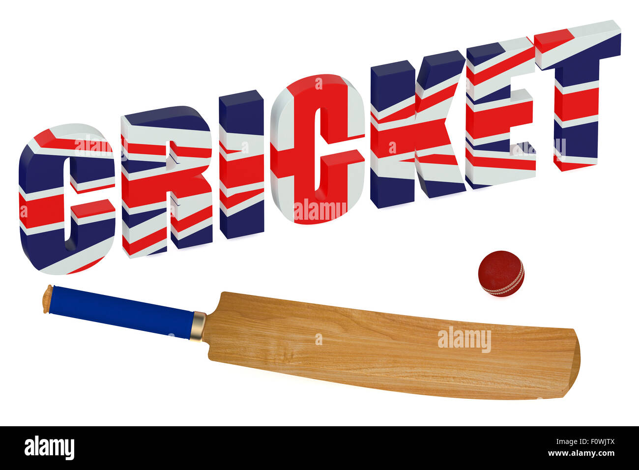 Vereinigtes Königreich Cricket Konzept isoliert auf weißem Hintergrund Stockfoto
