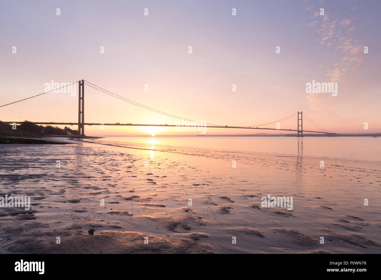 Humber Bridge, Rumpf und Barton auf Humber - East Yorkshire, UK Stockfoto