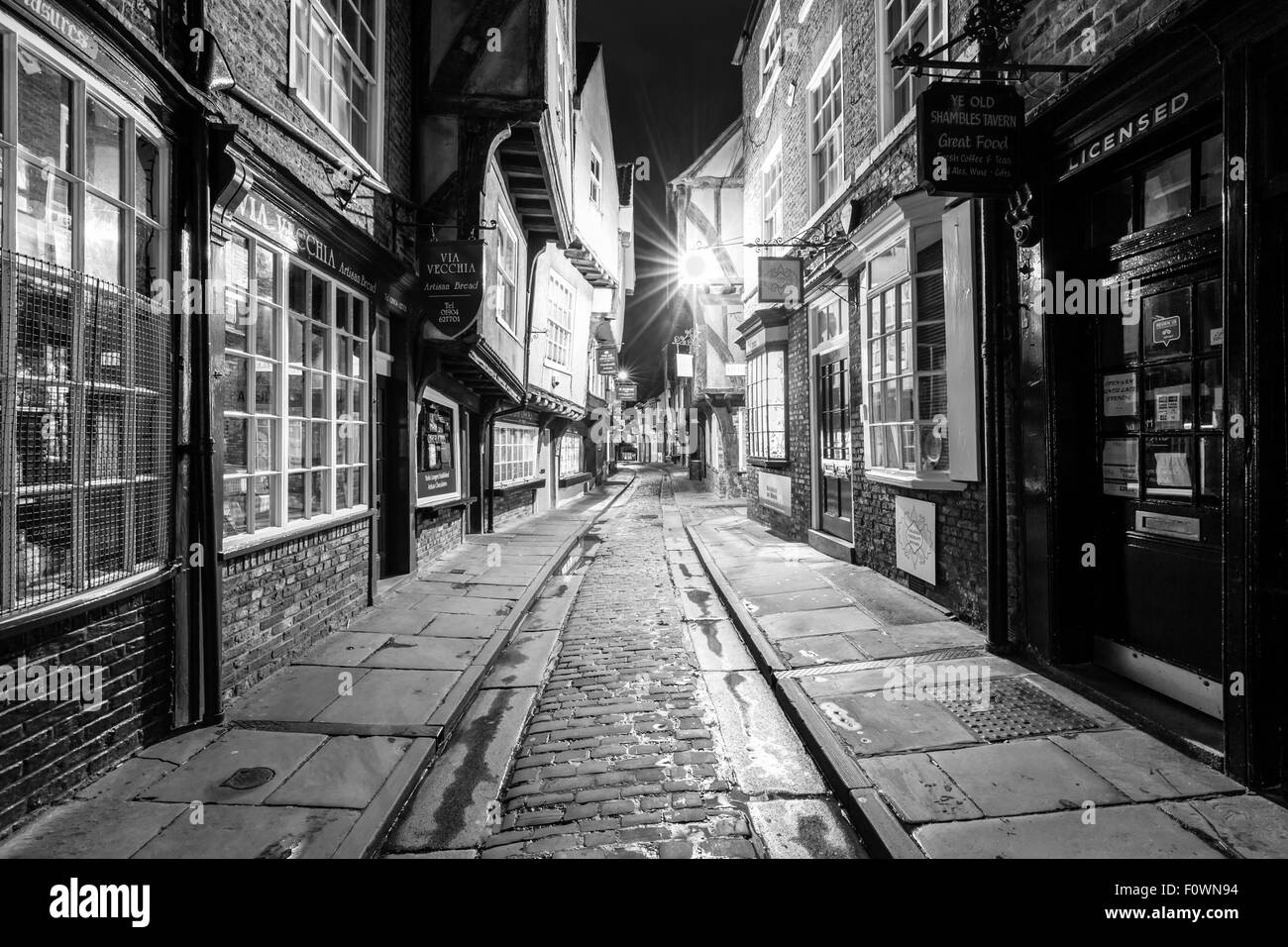 Die Shambles, eine altmodische Straße in York (UK) Stockfoto