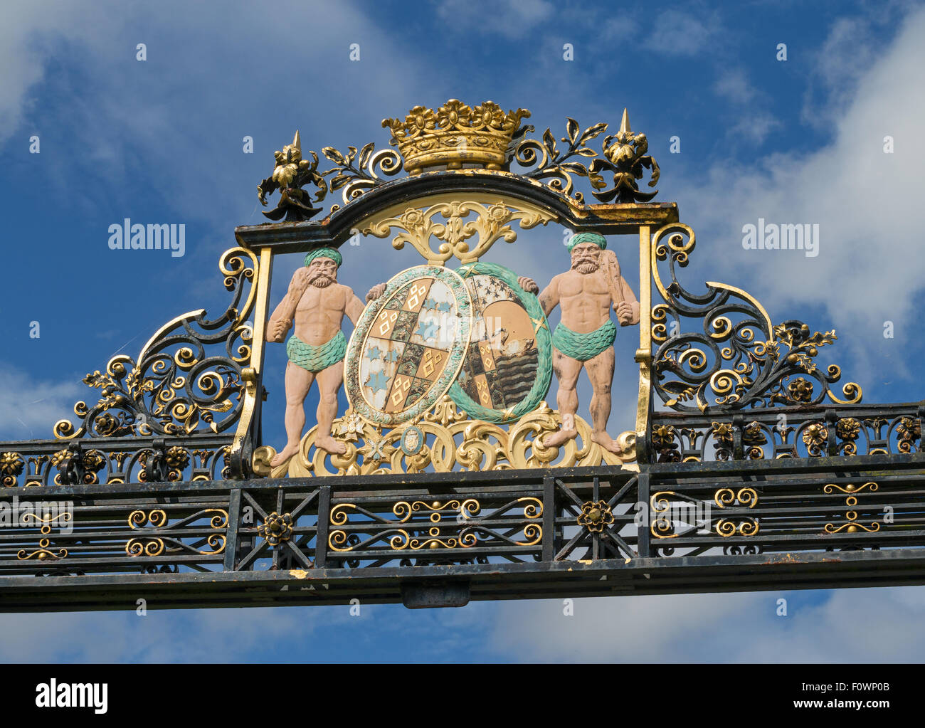 Wappen über dem Eingang zum Floors Castle Kelso, Scottish Borders, Schottland, UK Stockfoto