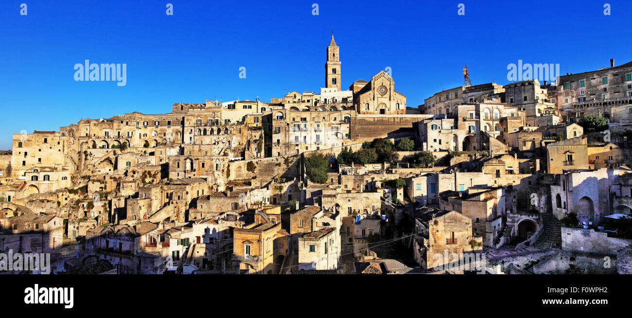 Beeindruckenden antiken Höhlenstadt Matera in der Basilicata, Italien, der UNESCO Stockfoto
