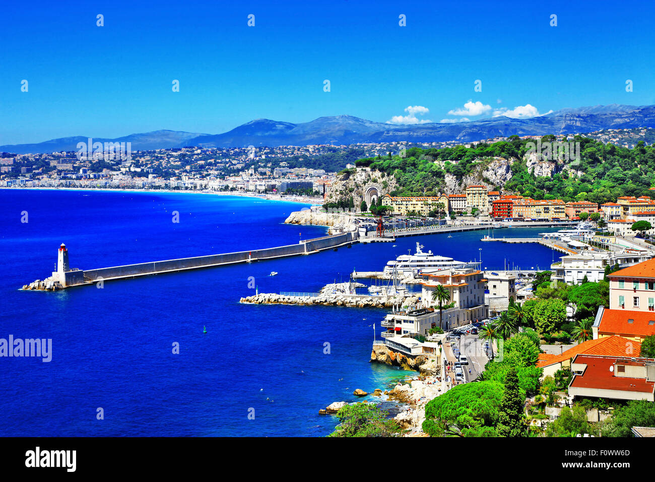 Blick auf Nizza, Côte d ' Azur, die azurblaue Küste von Frankreich Stockfoto