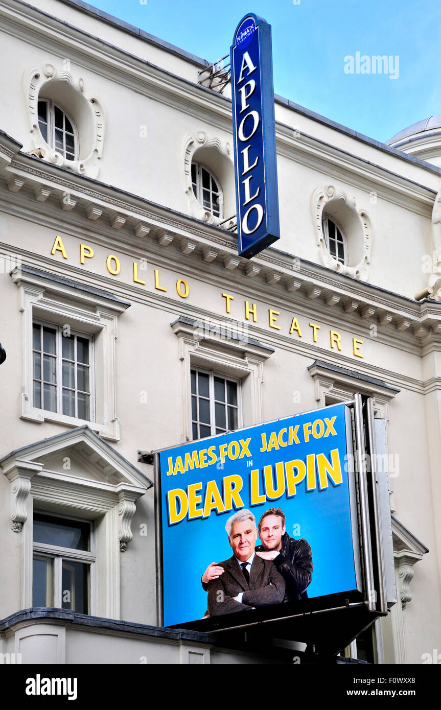 London, England, Vereinigtes Königreich. Sehr geehrte Lupin am Apoolo Theatre, Shaftesbury Avenue, starren James und Jack Fox (August 2015) Stockfoto