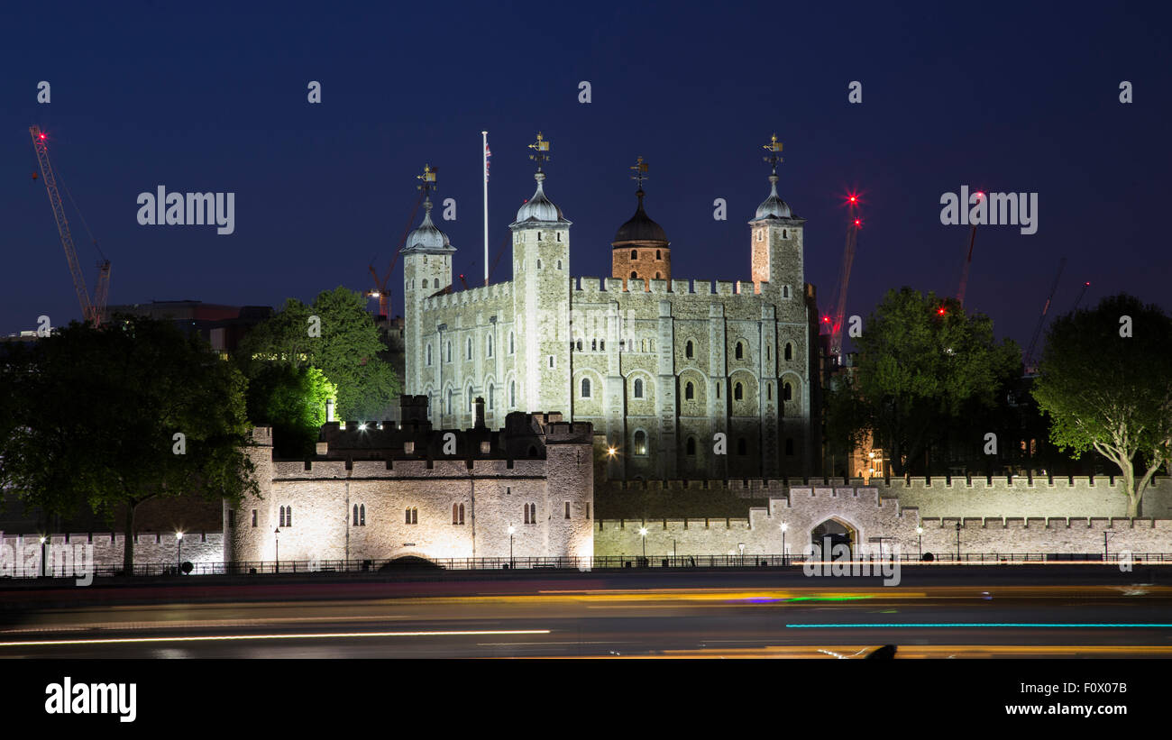 Tower von London in der Nacht, London, UK Stockfoto