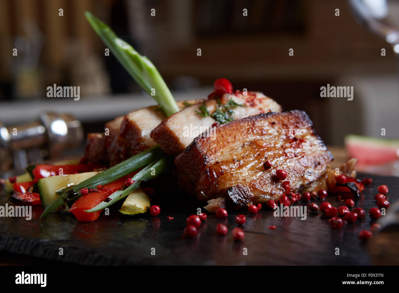 Gebratenes Schweinefleisch Stockfoto