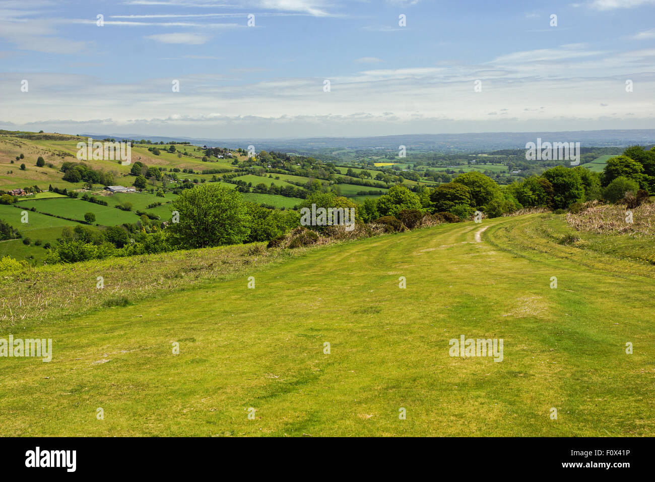 Blick von Hergest Ridge in Shropshire Stockfoto