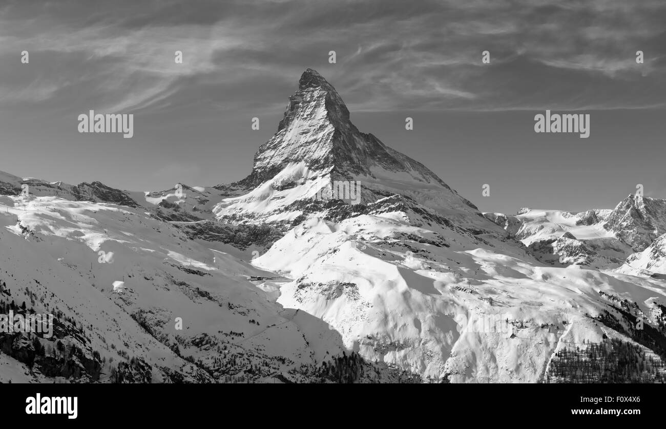 Matterhorn im Winter (s/w) Stockfoto