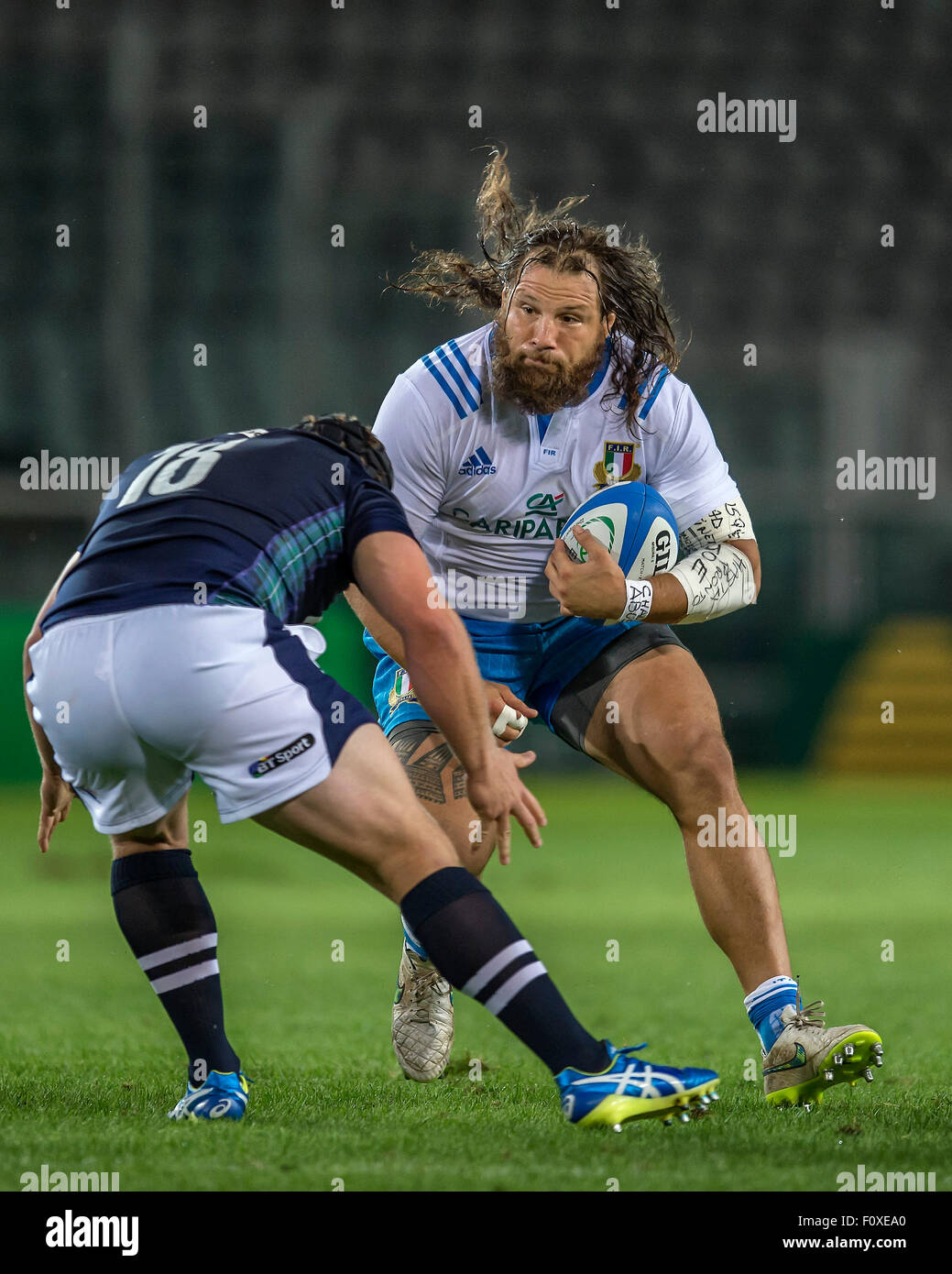 Turin, Italien. 22. August 2015. Rugby WM Warm Up Spiel Italien gegen Schottland im Olympiastadion, Turin, Italien, 22. August 2015 Credit: Luciano Movio/Alamy Live News Stockfoto