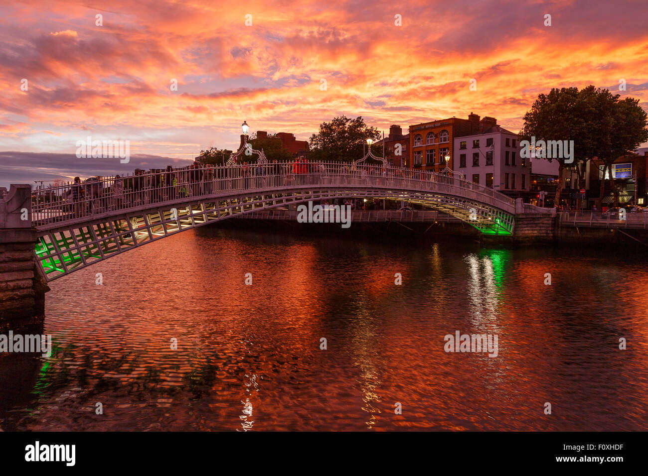Ha Penny Bridge und Liffery Fluss. Dublin. Irland. Europa Stockfoto