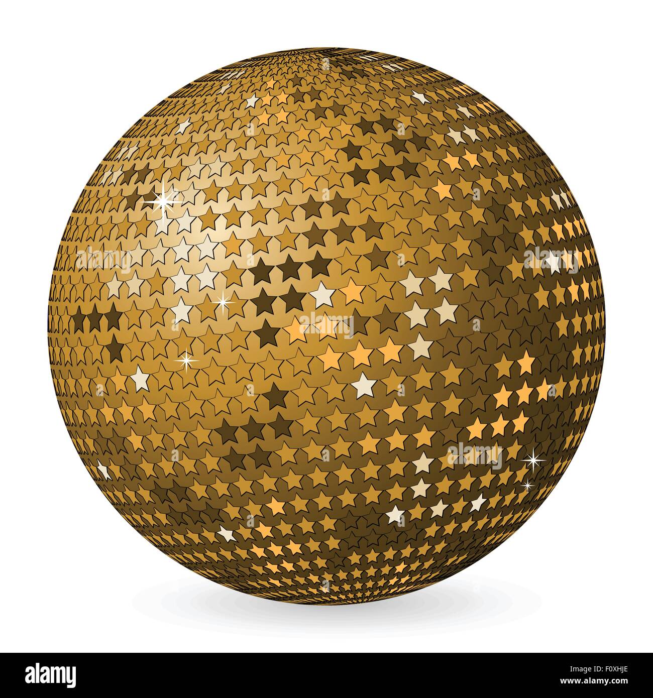 Gold-abstrakte Ball auf einem weißen Hintergrund isoliert. Vektor-Illustration. Stock Vektor